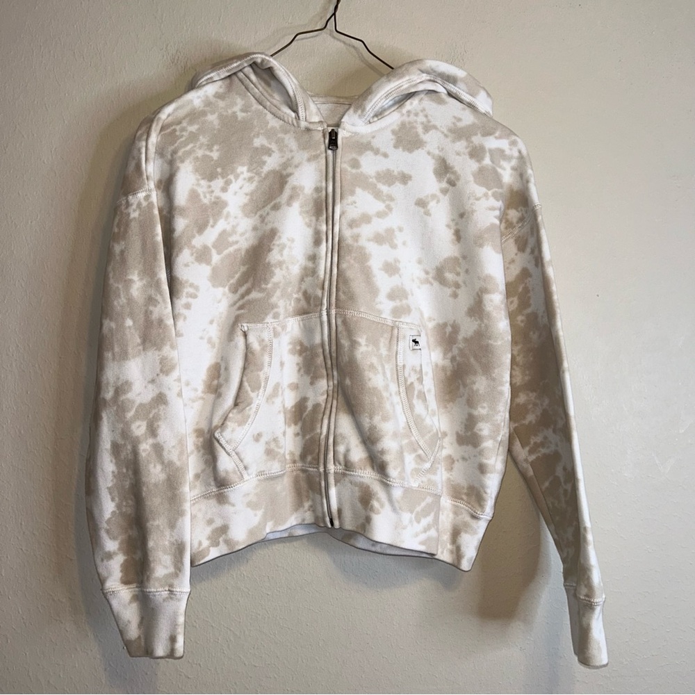 abercrombie kids Tie-Dye Zip-Up fleece‎ Hoodie white and cream size 13/14